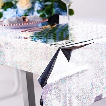 Metallic Iridescent Rectangle Tablecloth Set