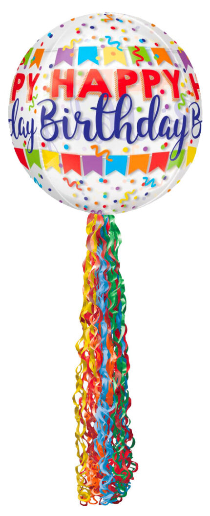 birthday celebration orbz balloon with tassel