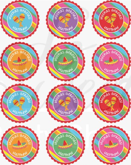 Fiesta Birthday Party Sticker Set