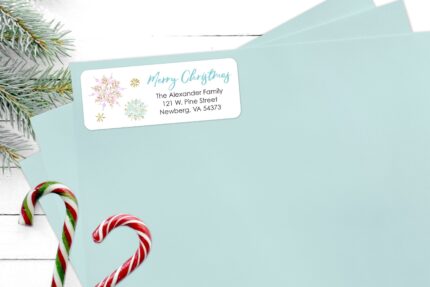 Christmas Address Labels Snowflakes Multi-color Envelope Seals Stickers Gift Tags Set of 60