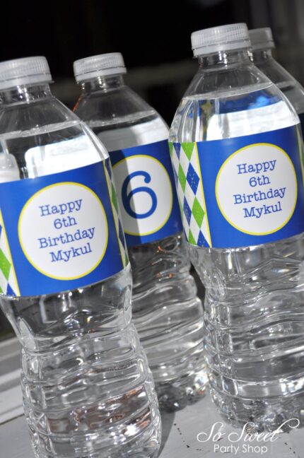 Argyle Water Bottle Wraps and Party Decorations